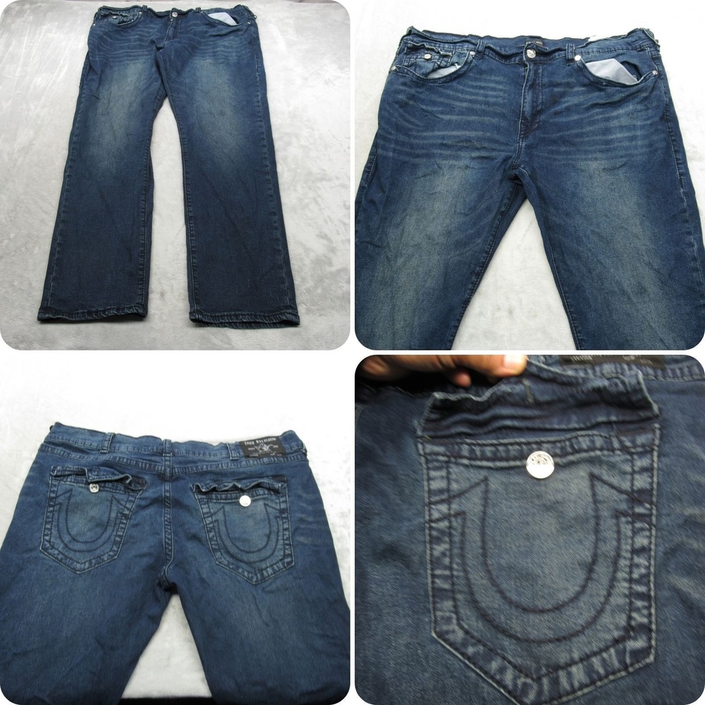 True Religion‎ Jeans Mens 42x31 Geno Flap Big T Dark Wash  Relaxed Slim Skinny